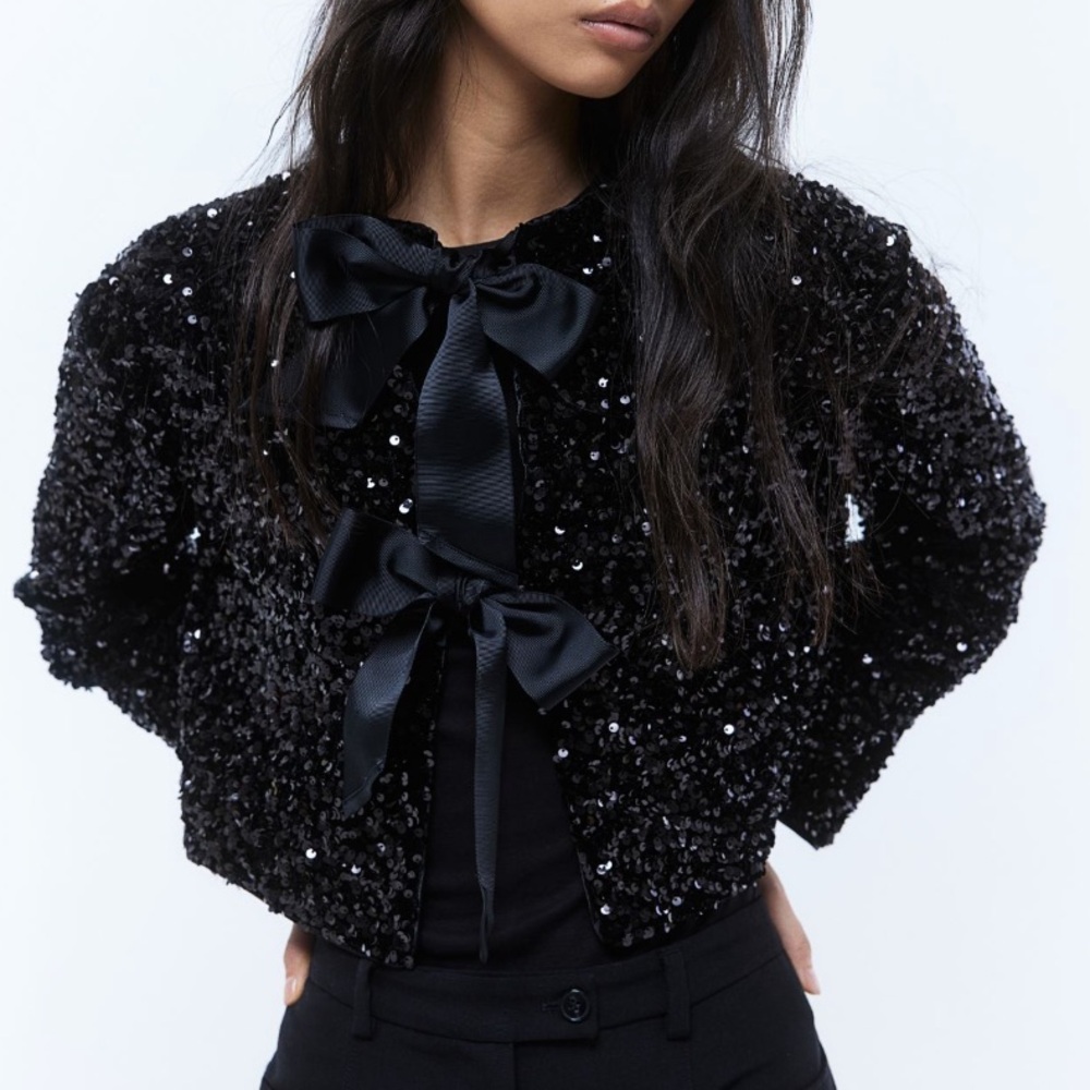 H&M Bow Sequin Jacket Cardigan